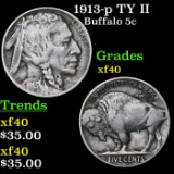 1913-p TY II Buffalo Nickel 5c Grades xf