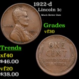1922-d Lincoln Cent 1c Grades vf++