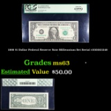 PCGS 1999 $1 Dollar Federal Reserve Note Millennium Set Serial #200003349 Graded ms63 By PCGS