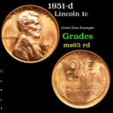 1951-d Lincoln Cent 1c Grades GEM Unc RD
