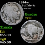 1914-s Buffalo Nickel 5c Grades vg+
