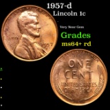 1957-d Lincoln Cent 1c Grades Choice+ Unc RD