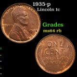 1935-p Lincoln Cent 1c Grades Choice Unc RB