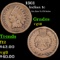 1861 Indian Cent 1c Grades vg+