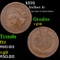 1876 Indian Cent 1c Grades vg+