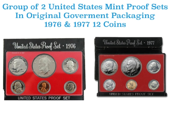 Group of 2 United States Mint Proof Sets 1976-1977 12 coins