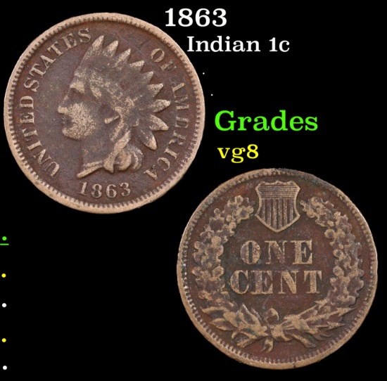 1863 Indian Cent 1c Grades vg, very good