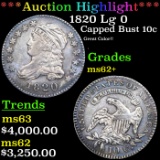 ***Auction Highlight*** 1820 Lg 0 Capped Bust Dime 10c Graded ms62+ By SEGS (fc)