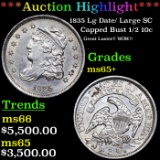 ***Auction Highlight*** 1835 Capped Bust Half Dime Lg Date/ Large SC 1/2 10c Graded ms65+ By SEGS (f