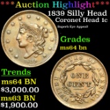 ***Auction Highlight*** 1839 Silly Head Coronet Head Large Cent 1c Graded ms64 bn By SEGS (fc)
