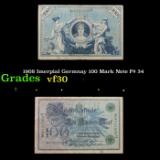 1908 Imerpial Germnay 100 Mark Note P# 34 Grades vf++