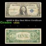 1935D $1 Blue Seal Silver Certificate Grades vf+