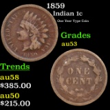 1859 Indian Cent 1c Grades Select AU
