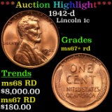 ***Auction Highlight*** 1942-d Lincoln Cent 1c Graded GEM++ RD BY USCG (fc)