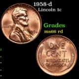 1958-d Lincoln Cent 1c Grades GEM+ Unc RD
