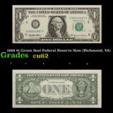 1999 $1 Green Seal Federal Reserve Note (Richmond, VA) Grades Select CU