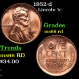 1952-d Lincoln Cent 1c Grades GEM+ Unc RD