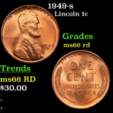 1949-s Lincoln Cent 1c Grades GEM+ Unc RD