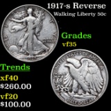 1917-s Reverse Walking Liberty Half Dollar 50c Grades vf++