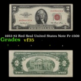 1953 $2 Red Seal United States Note Fr-1509 Grades vf++