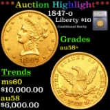 ***Auction Highlight*** 1847-o Gold Liberty Eagle $10 Graded au58+ By SEGS (fc)