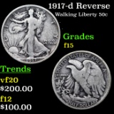 1917-d Reverse Walking Liberty Half Dollar 50c Grades f+