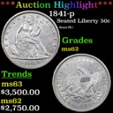 ***Auction Highlight*** 1841-p Seated Half Dollar 50c Graded Select Unc BY USCG (fc)