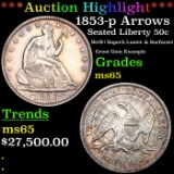 ***Auction Highlight*** 1853-p Arrows & Rays Seated Half Dollar 50c Graded ms65 By SEGS (fc)