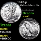 1945-p Walking Liberty Half Dollar 50c Grades GEM Unc