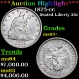 ***Auction Highlight*** 1875-cc Twenty Cent Piece 20c Graded Select+ Unc BY USCG (fc)