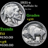 1921-s Buffalo Nickel 5c Grades vg+