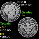 1908-o Barber Half Dollars 50c Grades f+