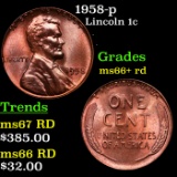 1958-p Lincoln Cent 1c Grades GEM++ RD