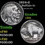 1924-d Buffalo Nickel 5c Grades vf+