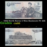 1998 North Korea 5 Won Banknote P# 40b Grades Gem+ CU
