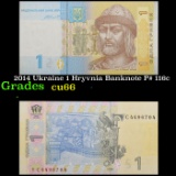 2014 Ukraine 1 Hryvnia Banknote P# 116c Grades Gem+ CU