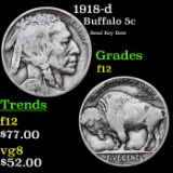 1918-d Buffalo Nickel 5c Grades f, fine