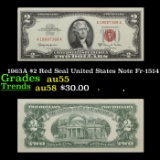 1963A $2 Red Seal United States Note Fr-1514 Grades Choice AU