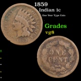 1859 Indian Cent 1c Grades vg, very good