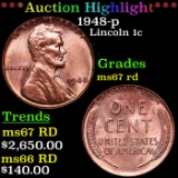 ***Auction Highlight*** 1948-p Lincoln Cent 1c Graded GEM++ Unc RD BY USCG (fc)