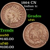 1864 CN Indian Cent 1c Grades xf+