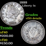 1888 Liberty Nickel 5c Grades VF Details