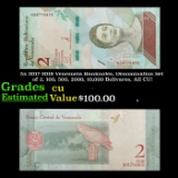 5x 2017-2018 Venezuela Banknotes, Denomination Set of 2, 100, 500, 2000, 10,000 Bolivares, All CU! G