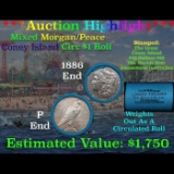***Auction Highlight*** Coney Island Shotgun 1886 & 'P' Ends Mixed Morgan/Peace Silver dollar roll,