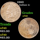 1860 Indian Cent 1c Grades xf