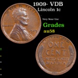 1909-p VDB Lincoln Cent 1c Grades Choice AU/BU Slider.