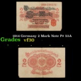 1914 Germany 2 Mark Note P# 53A Grades vf++