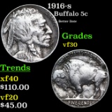 1916-s Buffalo Nickel 5c Grades vf++