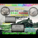 ***Auction Highlight*** Solid Uncirculated Peace silver dollar roll 1923 & P Ends, 20 coins (fc)