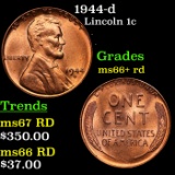 1944-d Lincoln Cent 1c Grades GEM++ RD